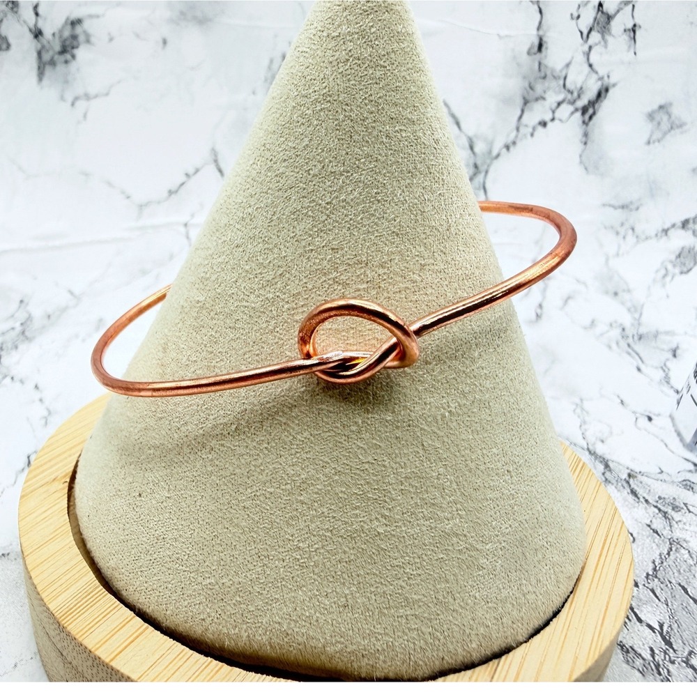 Rose Gold Tone Love Knot Open Cuff Bracelet Approx 8"